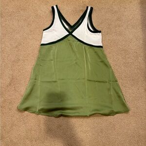 Green and White Sleeveless Dress